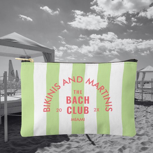 Pochette À Accessoires Bikinis Et Martinis Le Club Bach Rayure Verte