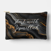 Pochette À Accessoires Bismillah Alhamdullilah Black Gold Agate (Recto)