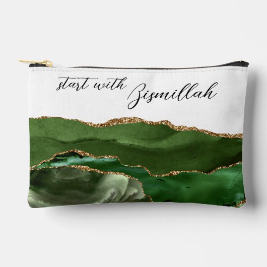 Pochette À Accessoires Bismillah Alhamdullilah Green Agate (Recto)