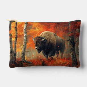 Pochette À Accessoires Bison dans l'artisanat boisé d'automne