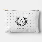Pochette À Accessoires Black And White Laurel Monogram Polka Dot Pattern (Recto)
