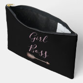 Pochette À Accessoires Black Elegant Script Girl Boss (Ouvrir)