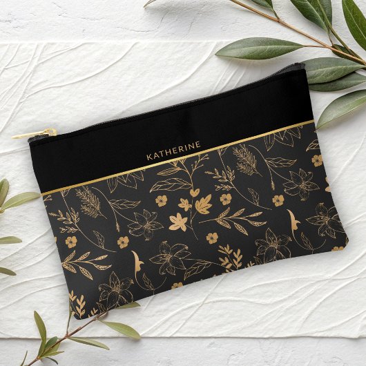 Pochette À Accessoires Black Floral Grace Maid of honor Accessory Pouch