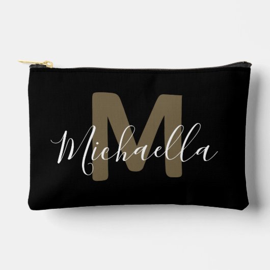 Pochette À Accessoires Black & Gold Monogram Name Small Accessory Pouch (Recto)