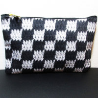 Black Grey À damiers Motif Crochet Artiste Imprime