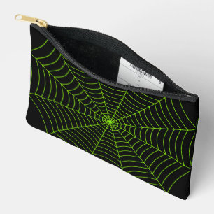 Pochette À Accessoires Black neon vert toile d'araignée Halloween motif