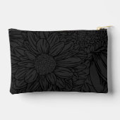 Pochette À Accessoires Black on Grey Chrysanthemums with Name (Verso)