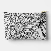 Pochette À Accessoires Black on White Chrysanthemums with Name (Verso)