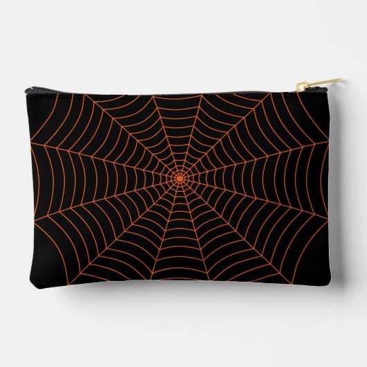 Pochette À Accessoires Black orange spider web Halloween pattern (Verso)