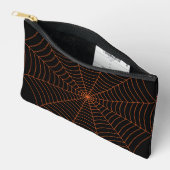 Pochette À Accessoires Black orange spider web Halloween pattern (Ouvrir)