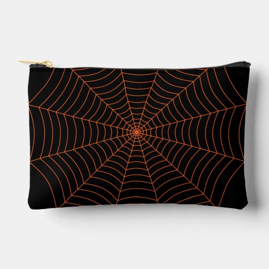 Pochette À Accessoires Black orange spider web Halloween pattern (Recto)