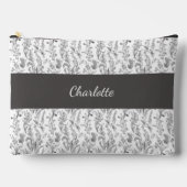 Pochette À Accessoires Black White Toile Floral Custom Name (Recto)
