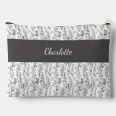 Pochette À Accessoires Black White Toile Floral Custom Name (Verso)
