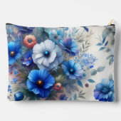 POCHETTE À ACCESSOIRES BLANC AUX TONS DE FLEURS BLEUES EN COULEUR D'EAU (Verso)