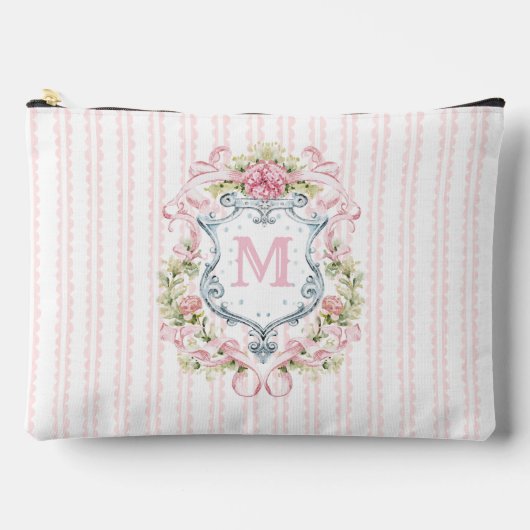 Pochette À Accessoires Blason de mariage floral élégant (Recto)
