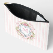 Pochette À Accessoires Blason de mariage floral élégant (Ouvrir)