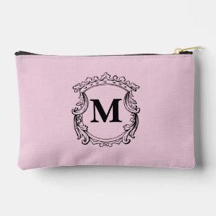 Pochette À Accessoires Blason de monogramme personnalisé rose clair