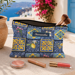 Pochette À Accessoires Bleu chic sarcelle sicilien citrique Méditerranéen