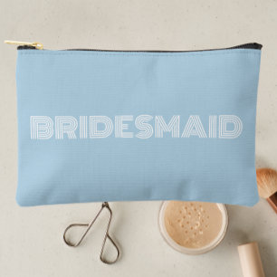 Pochette À Accessoires Bleu clair Typographie moderne Bridesmaid
