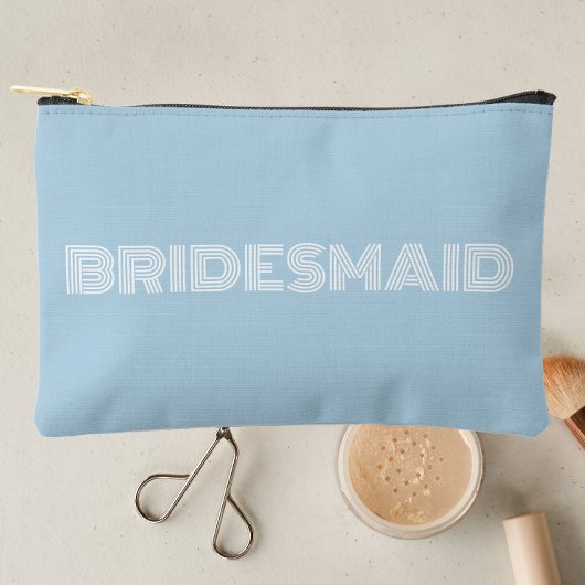 Pochette À Accessoires Bleu clair Typographie moderne Bridesmaid