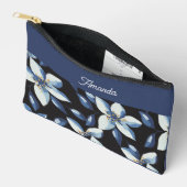 Pochette À Accessoires Bleu classique élégant Floral minimal (Ouvrir)