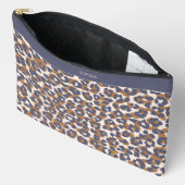 Pochette À Accessoires Bleu Empreinte de léopard et Brown (Ouvrir)