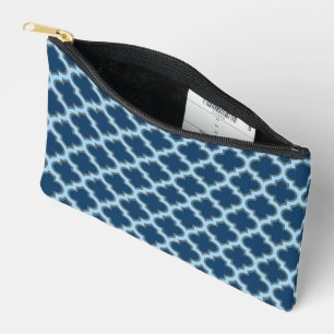 Pochette À Accessoires Bleu et Bébé Bleu Trellis, treillis, Quatrefoil