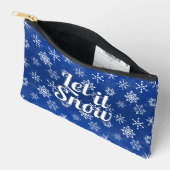 Pochette À Accessoires Bleu et blanc flocons de neige laissez-le neiger (Ouvrir)