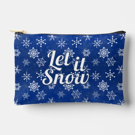 Pochette À Accessoires Bleu et blanc flocons de neige laissez-le neiger (Recto)