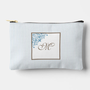 Pochette À Accessoires Bleu français Fleur de Lis Script Monogramme