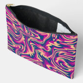 Pochette À Accessoires Bleu Magenta Beige Abstrait Fluide Ondes (Ouvrir)