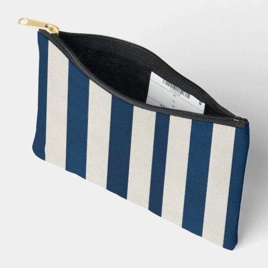 Pochette À Accessoires Bleu marine et crème rayure verticale Seamless (Ouvrir)