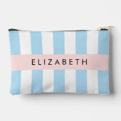 Pochette À Accessoires Bleu, Motif rayé, Lignes, Votre Nom (Verso)