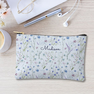 Pochette À Accessoires Bleu pourpre joli Fleur sauvage motif floral
