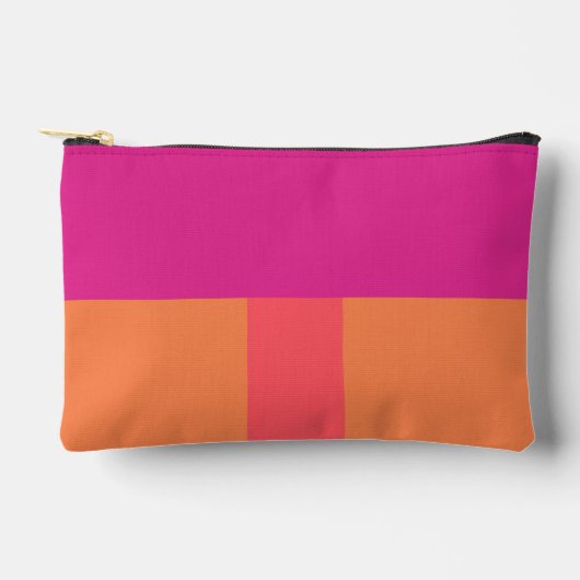 Pochette À Accessoires Blocs de couleur rose chaud et orange (Recto)