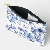 Pochette À Accessoires Blue Chinoiserie Toile Pattern Monogram (Ouvrir)