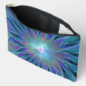 Pochette À Accessoires Blue Purple Flower Dream Abstrait Fractal Art (Ouvrir)