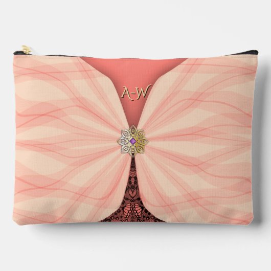 Pochette À Accessoires Blush rose brodé illusion textile de bijou (Recto)