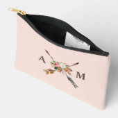 Pochette À Accessoires Boho Blooms et flèches Monogrammes (Ouvrir)