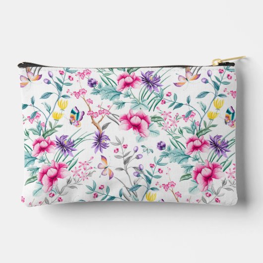 Pochette À Accessoires Boho Chic Fleurs & Papillons Monogramme (Verso)