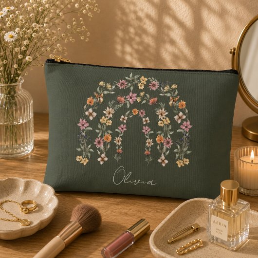 Pochette À Accessoires Boho Floral Arc-en-ciel