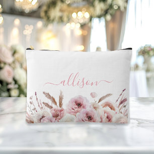 Pochette À Accessoires Boho, floral, Cadeau, Nom