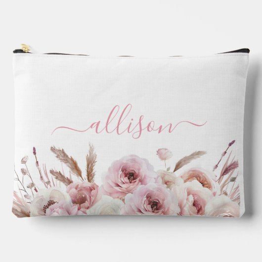 Pochette À Accessoires Boho, floral, Cadeau, Nom (Recto)