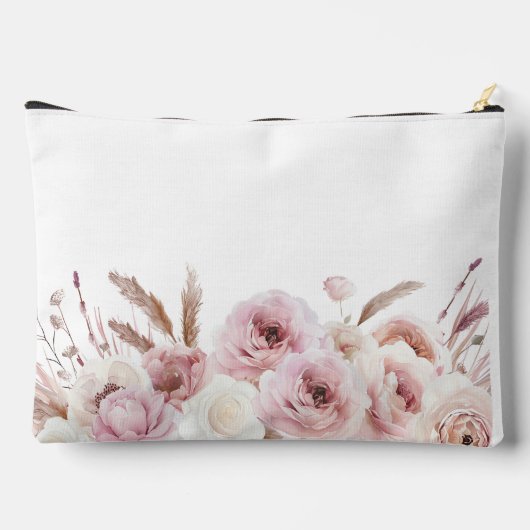 Pochette À Accessoires Boho, floral, Cadeau, Nom (Verso)