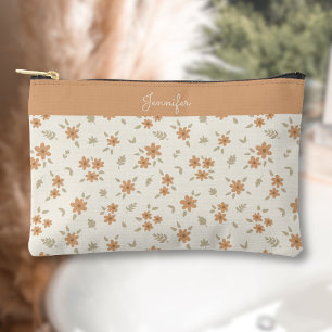 Pochette À Accessoires Boho Floral Neutre Imprimé Fleur Ditsy Nom Beige