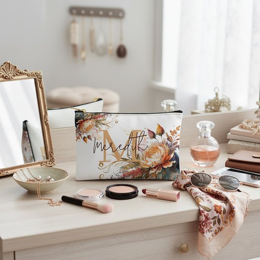 Pochette À Accessoires Boho floral personnalisé