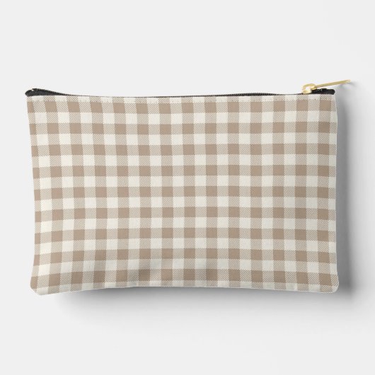 Pochette À Accessoires Boho Gingham Pattern Plaid Checkered Neutral Name (Verso)