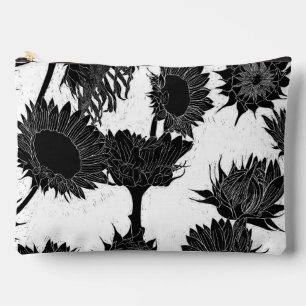 Pochette À Accessoires Bois Imprimer tournesol noir et blanc