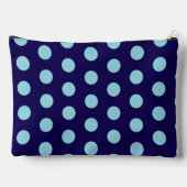 Pochette À Accessoires Bold Light Blue Polka Dots on Navy Blue  (Verso)