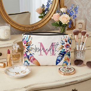 Pochette À Accessoires bordure de plumes bohème personnalisée